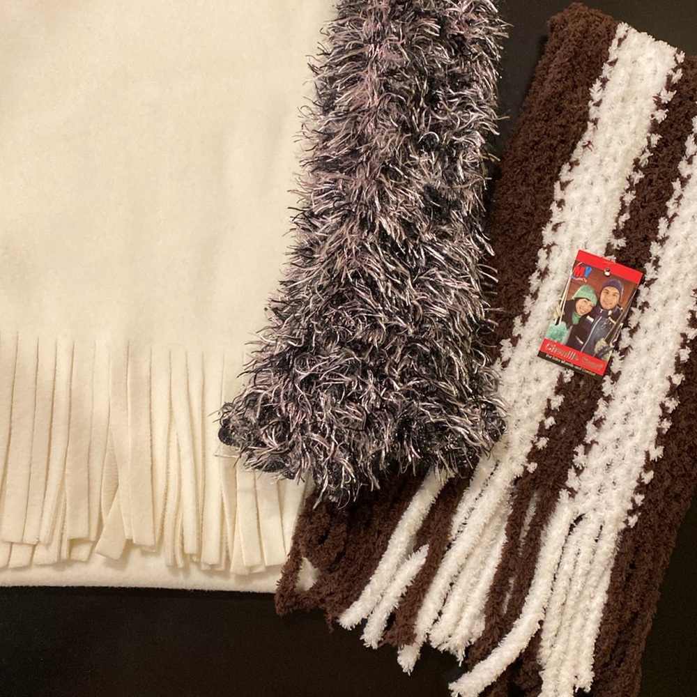 Chenille Fleece Scarf set of 3